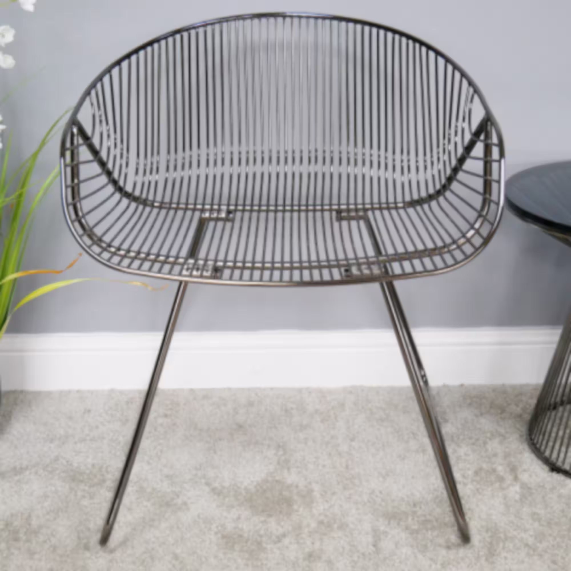 Industrial Contemporary Round Chrome Chair/ Interesting, Quirky Seating/ Style Interior/ Kitchen Or Dining