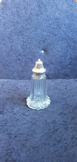 Pretty Vintage Bohemia Glass Made in Czechoslokia Dugar Sifter Shaker With Pressed Sugar & A Silver Plated Top