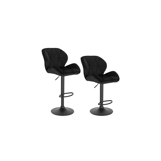 WOLTU Bar Stools Black Bar Chairs Breakfast High Dining Stools for Kitchen Island Counter Bar Stools Set of 2 pcs Velvet Exterior/Adjustable Swiv