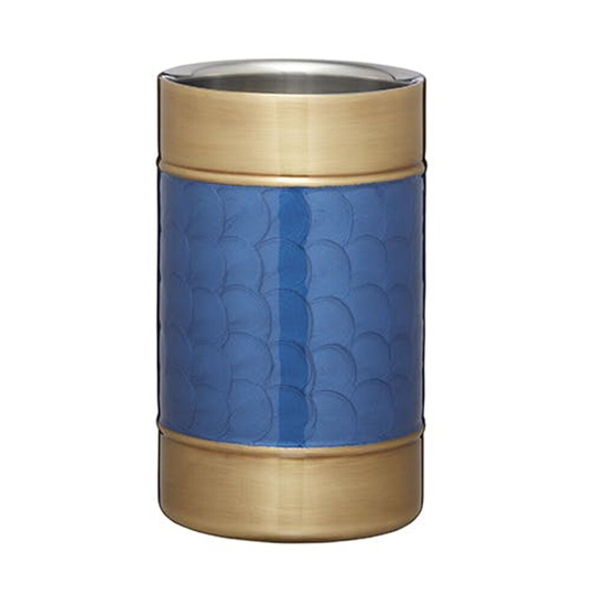 Stainless Steel Blue & Brass Wine Cooler