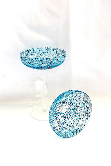 A Pair Of Blues Polka Dot Champagne Coupe/Cocktail Glasses