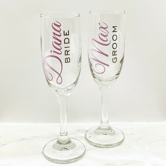 Customized Bridal Party Champagne Glass | Personalized Glassware