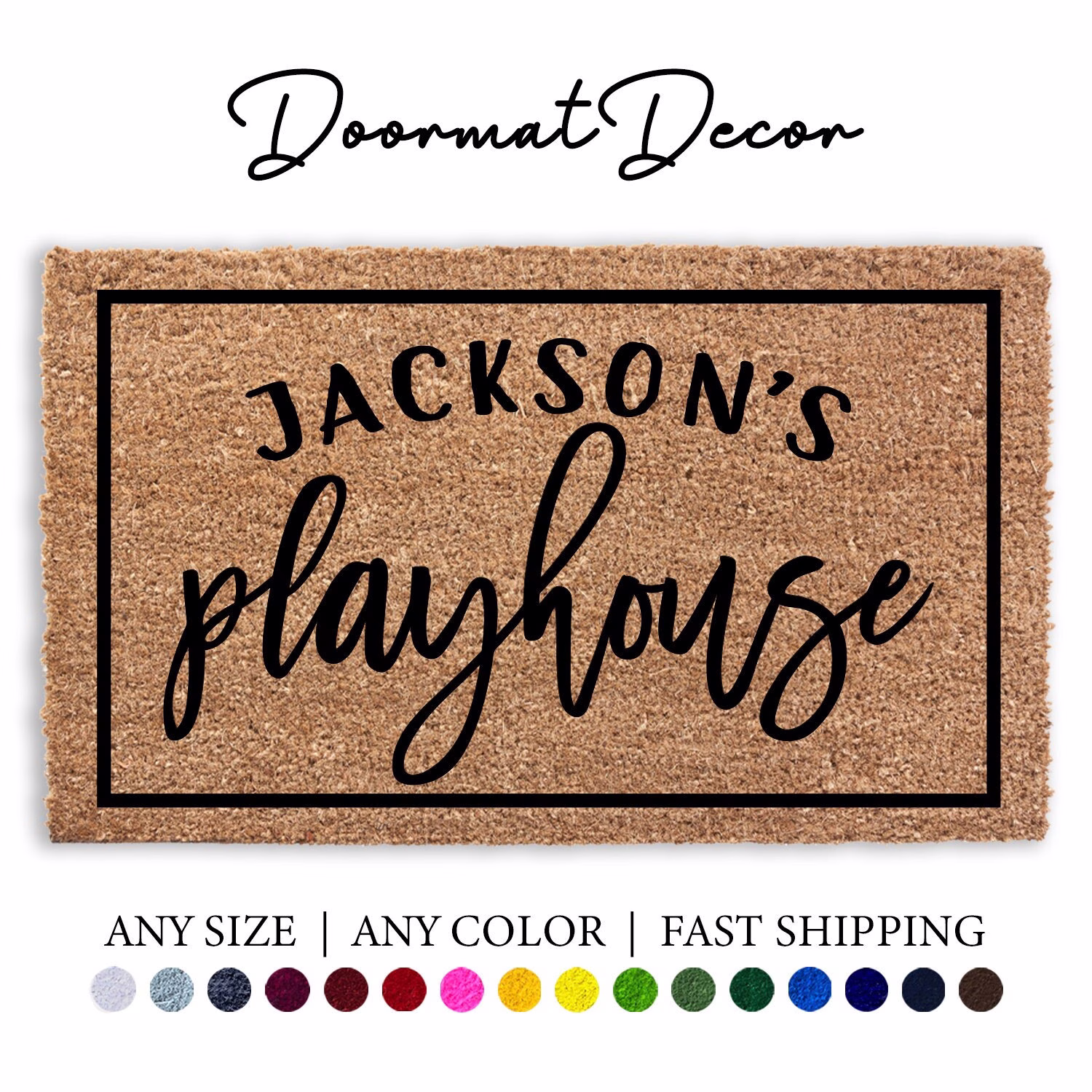 Playhouse Doormat, Custom Clubhouse Play House Door Mat Rug, Kids Decor, Game Room Outdoor Welcome Mat, Logo, Treehouse, Fort