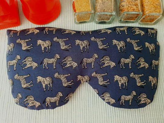 Zebra Microwave Eye Pillow, Organic Oversized Eyemask, Lavender, Chamomile, Unscented Reusable Eyecare Gift, Wellbeing Gift