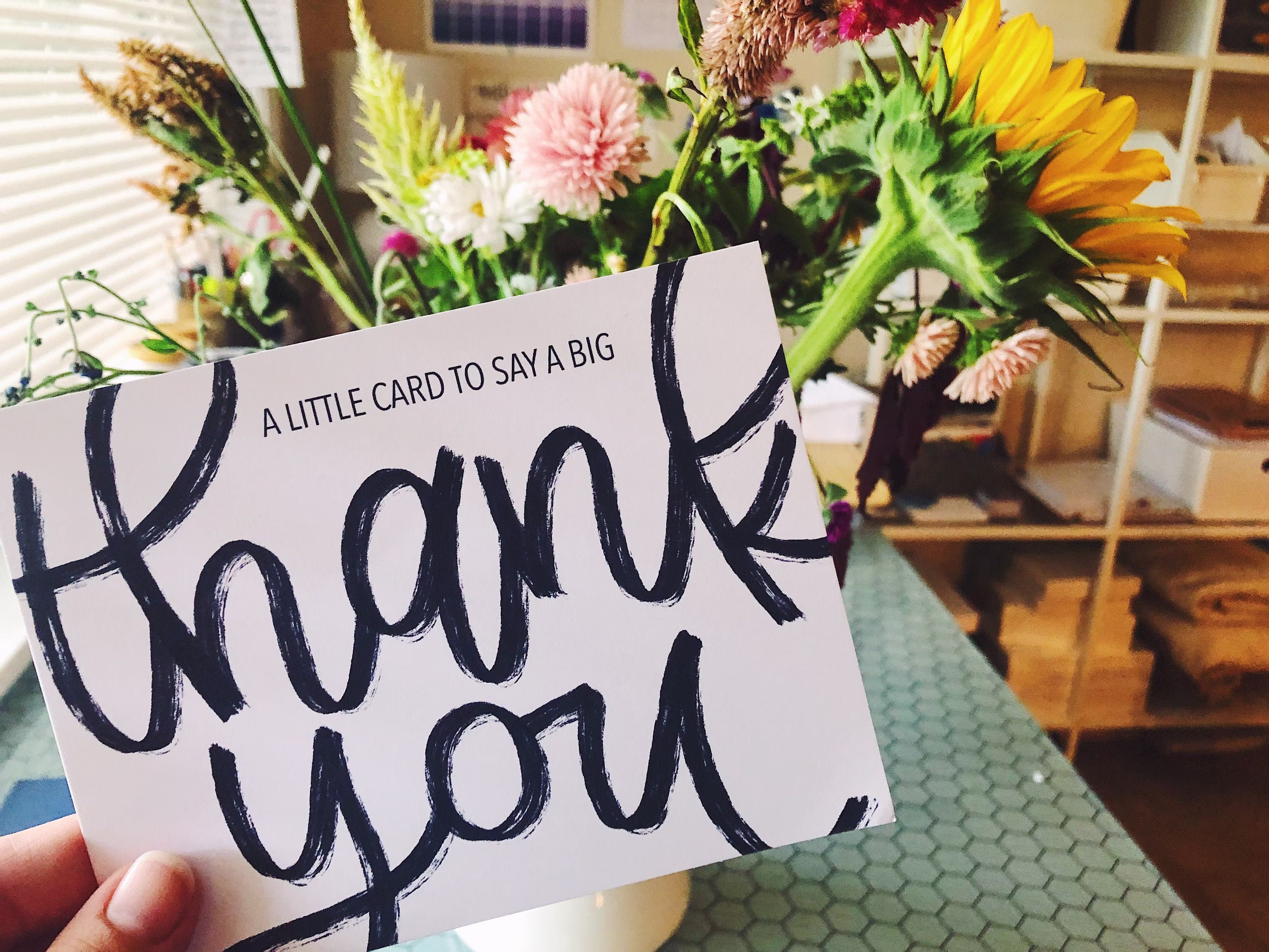 A Little Card To Say A Big Thank You Set, Five Flat Cards, Envelopes Included