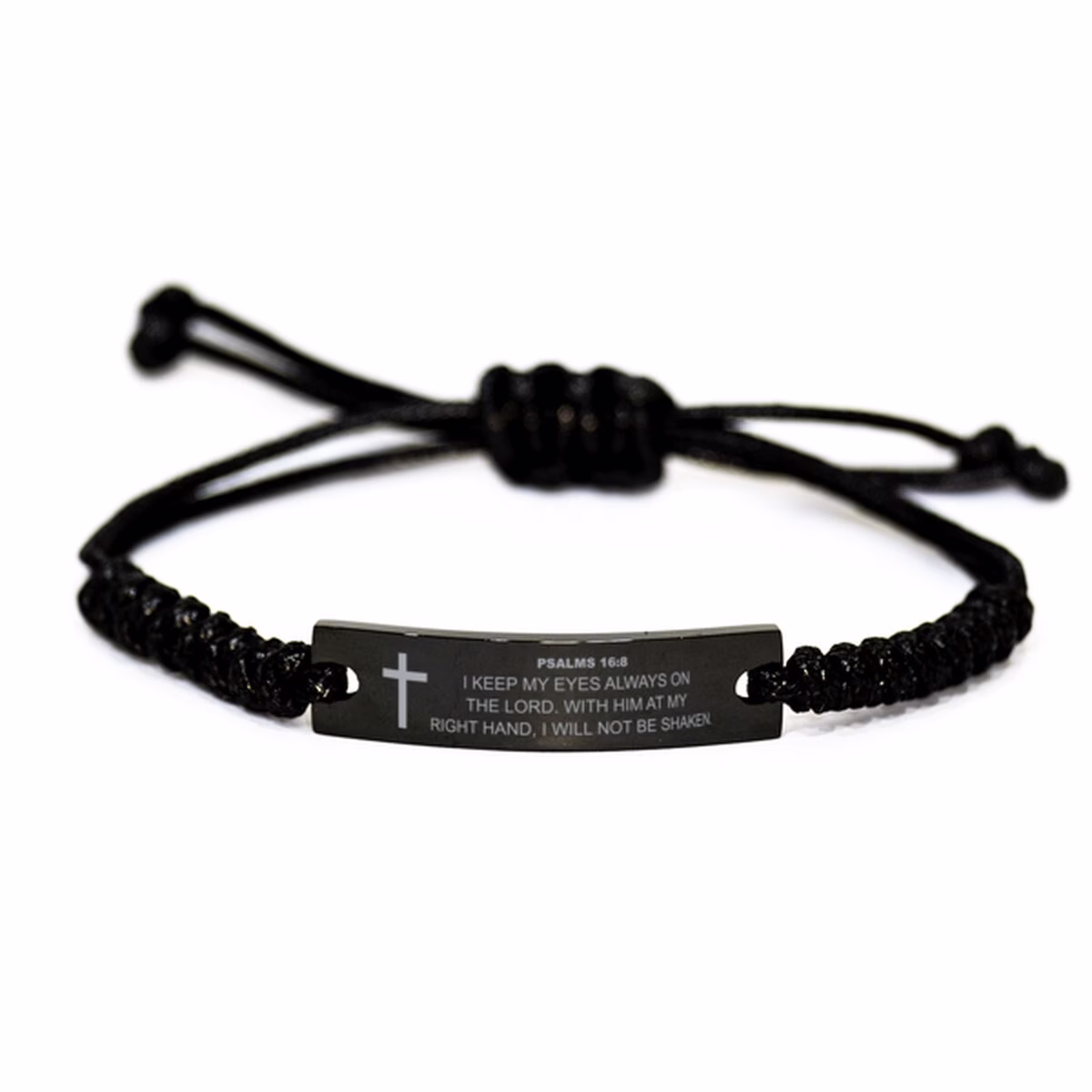 Psalms 16 8 Bracelet, Bible Verse Christian Bracelet For Men Women, Engraved Rope Dad Gift, Christmas Gift