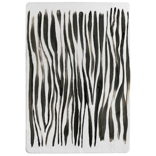 Ontiveros Zebra Designer Shaggy Black/Grey/Off-White Rug