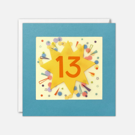 Age 13 Star Birthday Card With Paper Confetti - Shakies By James Ellis