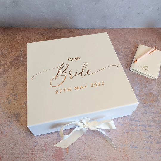 Personalised To My Bride Gift Box | Wedding Day White & Rose Gold Luxurious Large