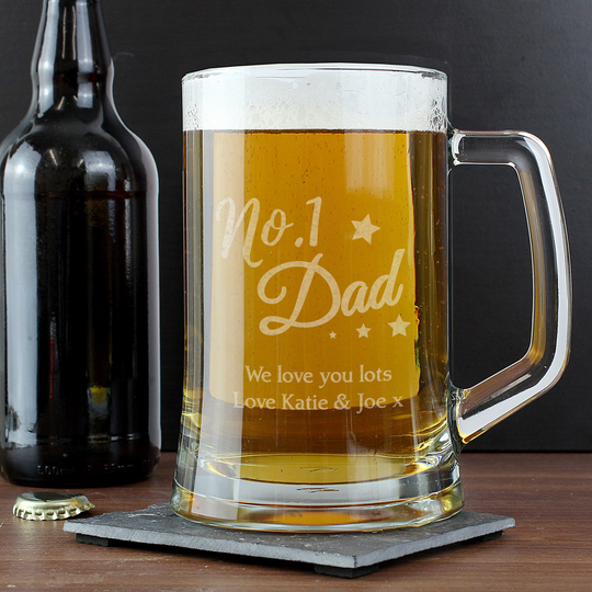 Personalised No.1 Dad Glass Pint Stern Tankard | Fathers Day Gift