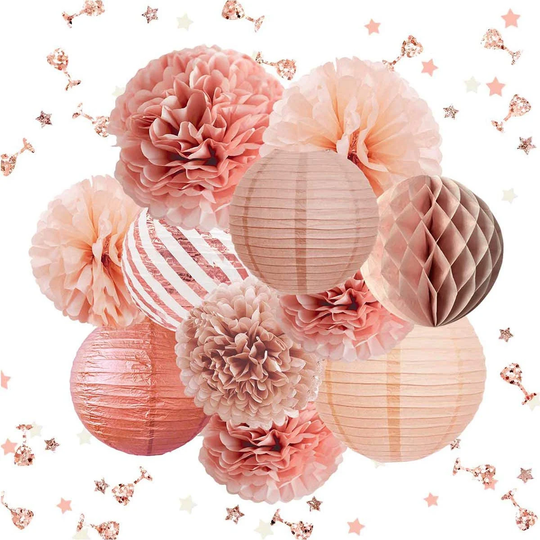 Rose Gold Party Decorations -12Pcs | Bachelorette Decor Hen Bridal Shower