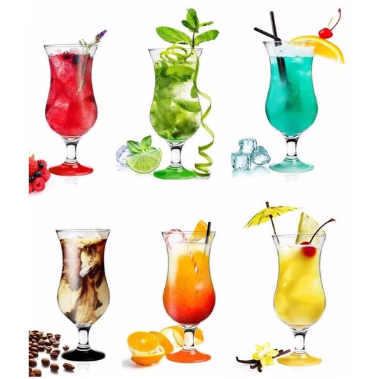 6pc Pina Colada Cocktail Glass Set | 6 Large Cocktail Glasses