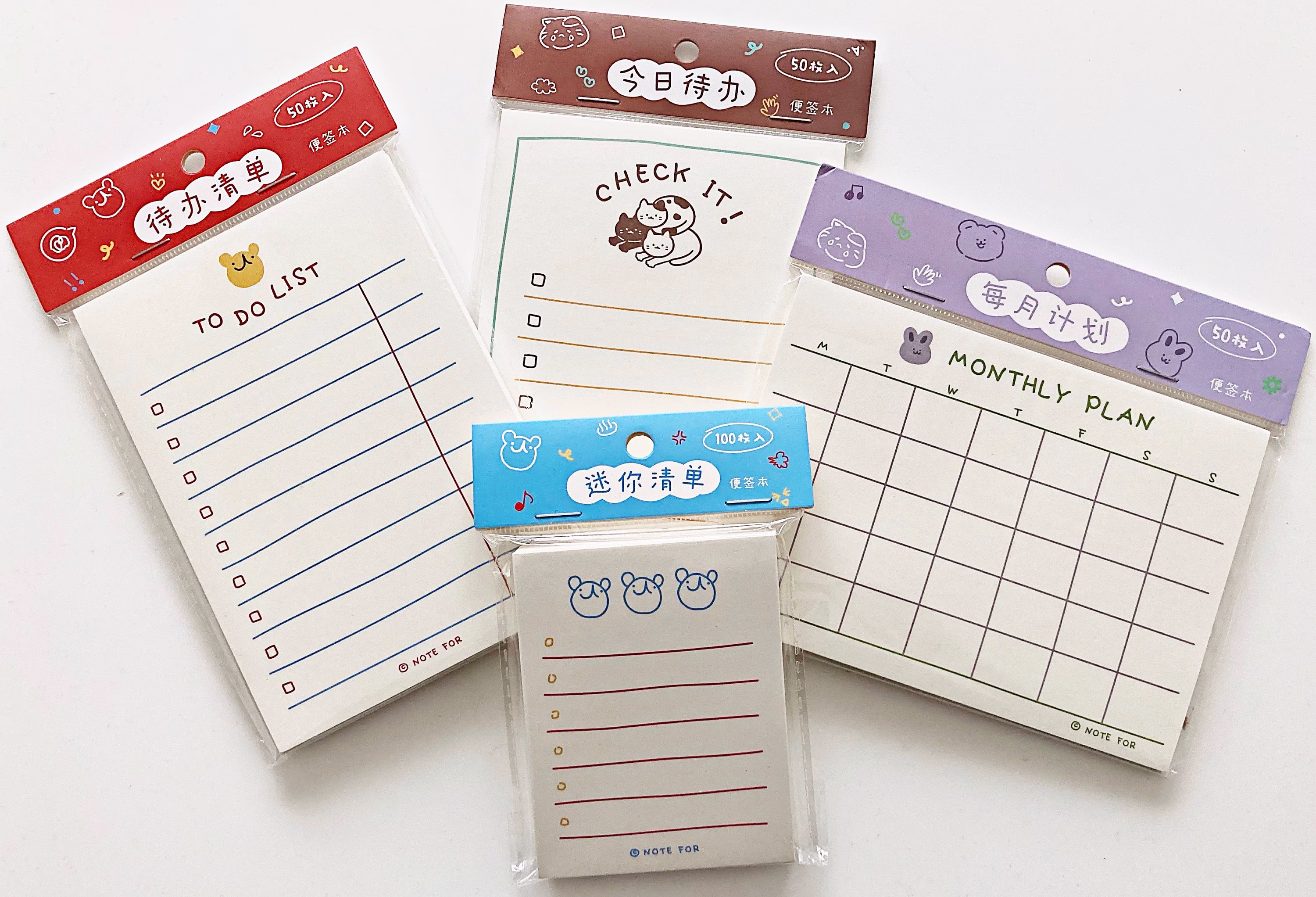 Organiser Cats Bears Bunnies Cute Kawaii Kitsch Notepads With Printed Pages