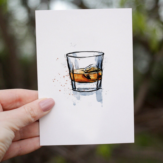 Whisky Card | Greeting Whiskey Illustration For Him Dad