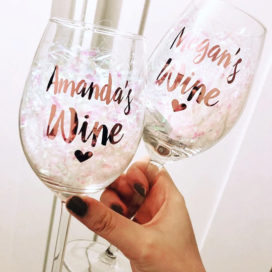 Personalised Wine Glass - Rose Gold Name Birthday Christmas Gift Keepsake Gifts For Her