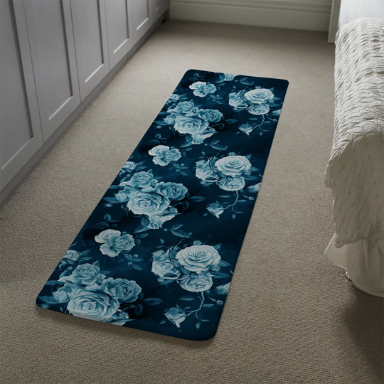 Marroquin Winter Roses Designer Shaggy Dark Blue/White Rug