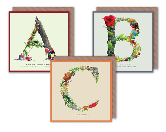 A - Z Alphabet Letter Greeting Cards Inspired By Fairytales Name Initial Birthday Card New Baby Christening For Children