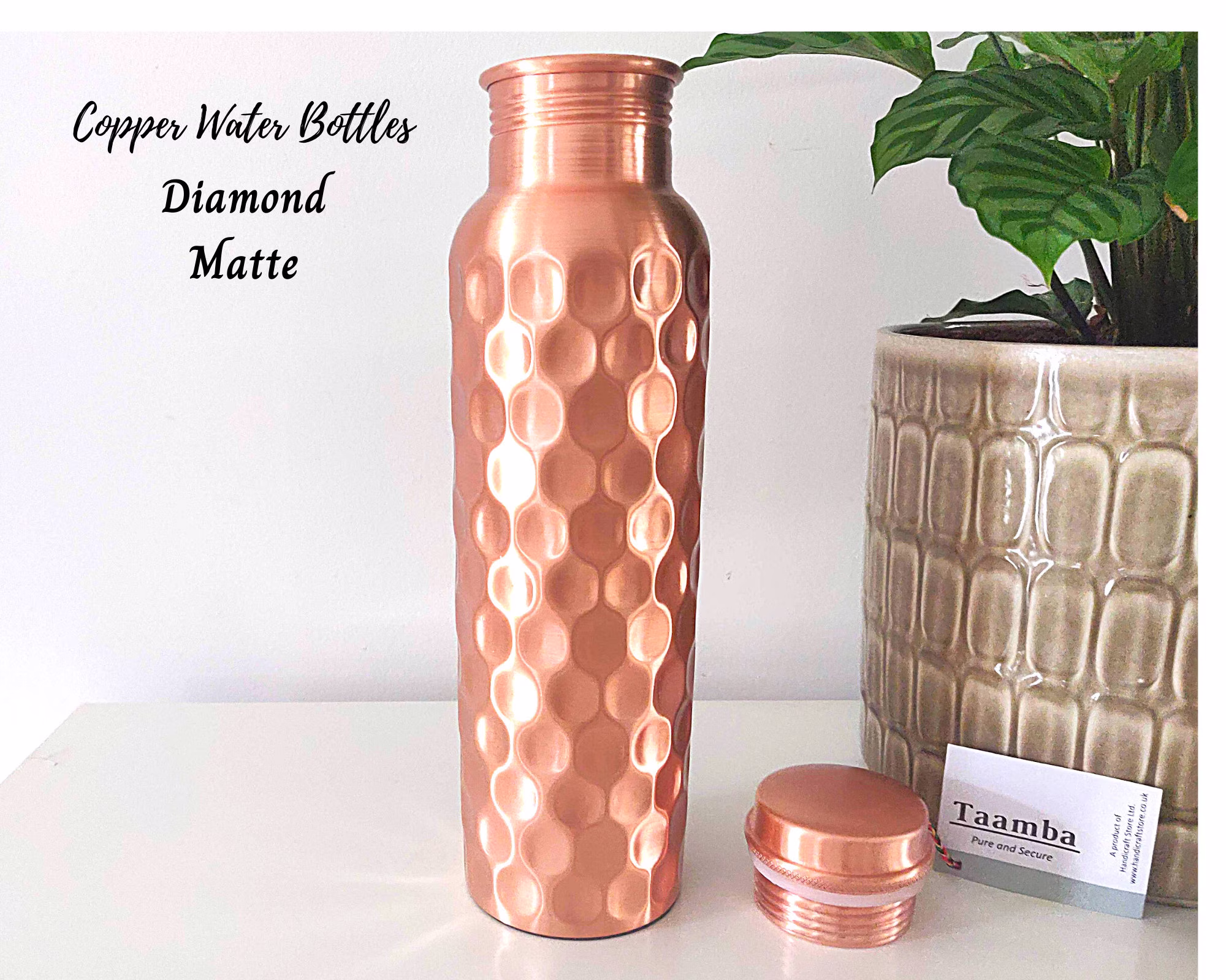 Personalised Copper Water Bottle - Diamond Shape, Health Benefits, Marriage Anniversary, Birthday Gifts