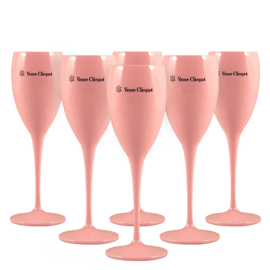 Veuve Clicquot Pink Champagne Glasses - Set of 6