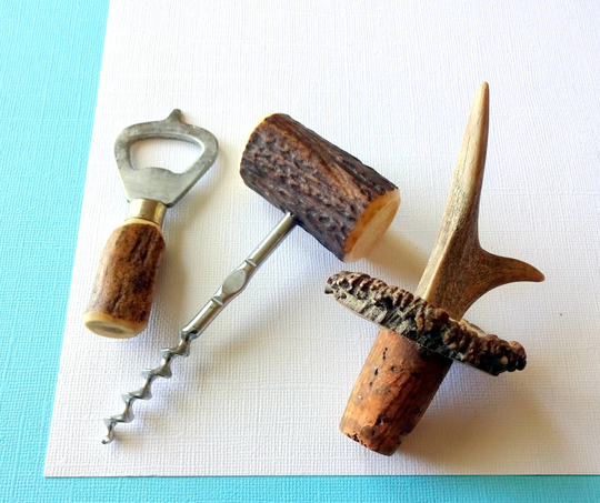 Vintage Mid-Century Naturally Shed Antler 3-Piece Bar Set