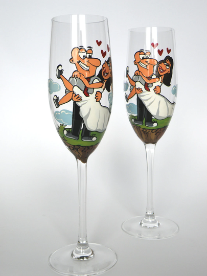 Hand Painted Wedding Toasting Flutes Set Of 2 Personalized Champagne Glasses I Do