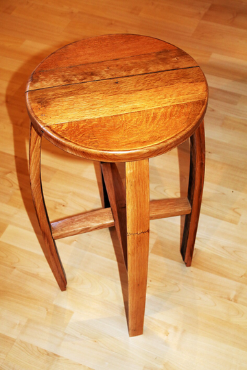 Oak Bar/Kitchen Stool, Made From Reclaimed Scotch Whisky Barrel Staves