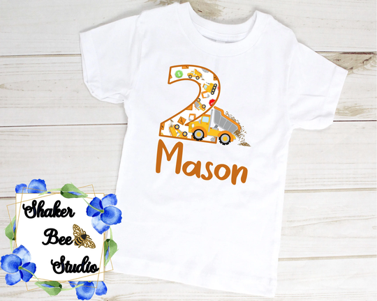 Construction Birthday Shirt/Construction Party/Boys Shirt/Personalized Shirt/Birthday Outfit/Dump Truck