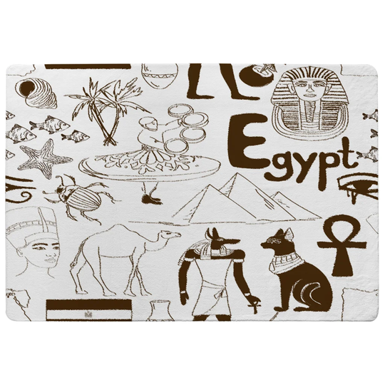 Paulin Hand Drawn Sketch Egypt Designer Shaggy Black/White Rug