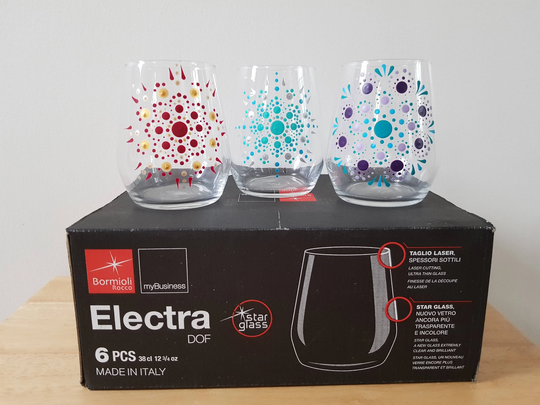 Decorated Stemless Wine Glasses // Mandala Dot Glass Hand Painted Customised Tumblers Personalised