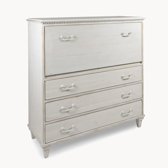 Monomoy Distressed White Secretary Desk