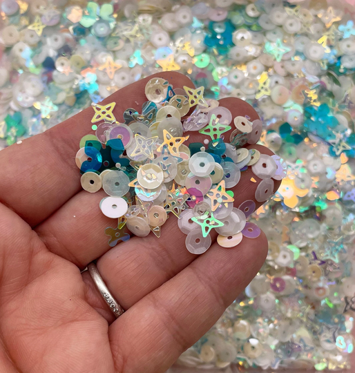 Iridescent Shift Blue Chunky Assorted Shape Glitter, Pick Your Amount, Shaker Mix, Kawaii Glitter U104
