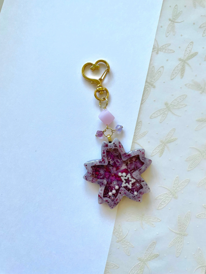 Rose Sakura Shaker Keychain