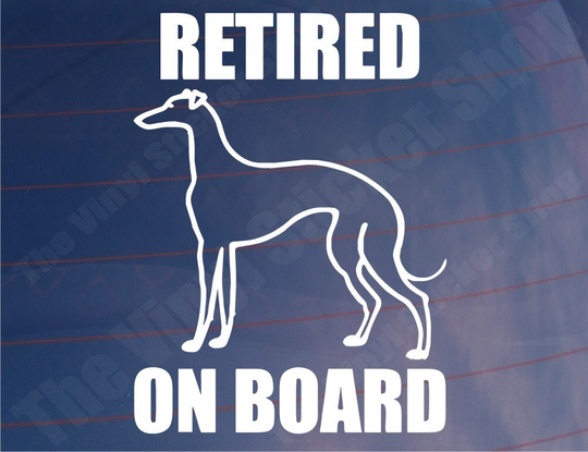 Car Sticker Retired Greyhound On Board Novelty Warning Van Window Bumper Boot Door Decal