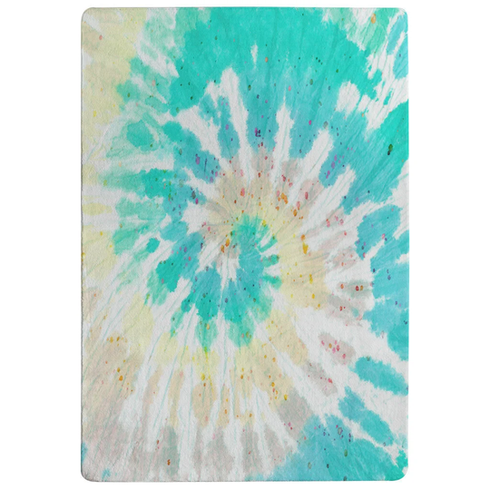 Galloway Tie-Dye Pattern Shibori Print Designer Shaggy Turquoise/Taupe/Yellow Rug