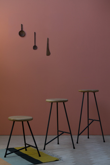 Konk ‖ Huffer J Stool [Three Heights] Steel & Oak/Bar Chair