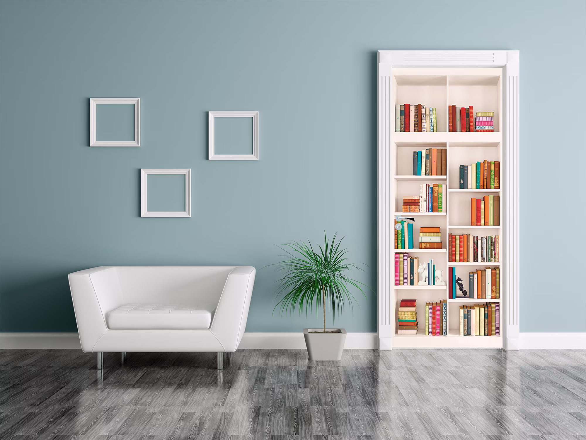 Door Mural - Bookshelves. Decal For Door, Window, Fridge Sticker, Peel & Stick Poster, Self-Adhesive Wrap. Bookshelves Door Mural