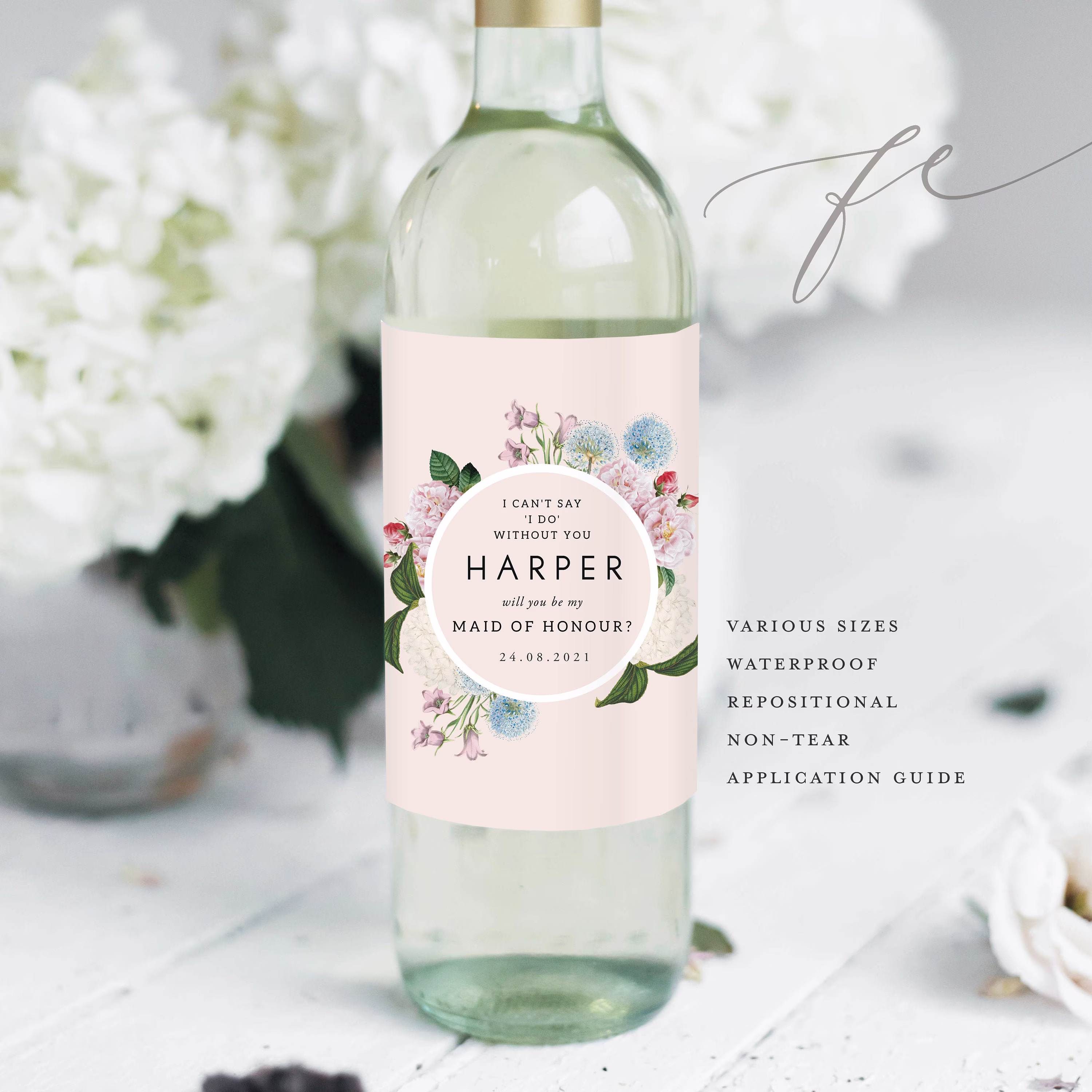 Will You Be Wine Bottle Labels | Bridesmaid Thank Gift Labels| Proposal Custom Fewl09B