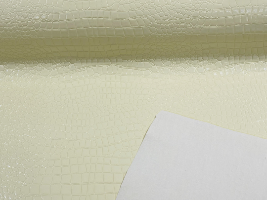 Ivory/ Cream Crocodile Vinyl Embossed 3D Scales-Faux Leather-Sold By Yard