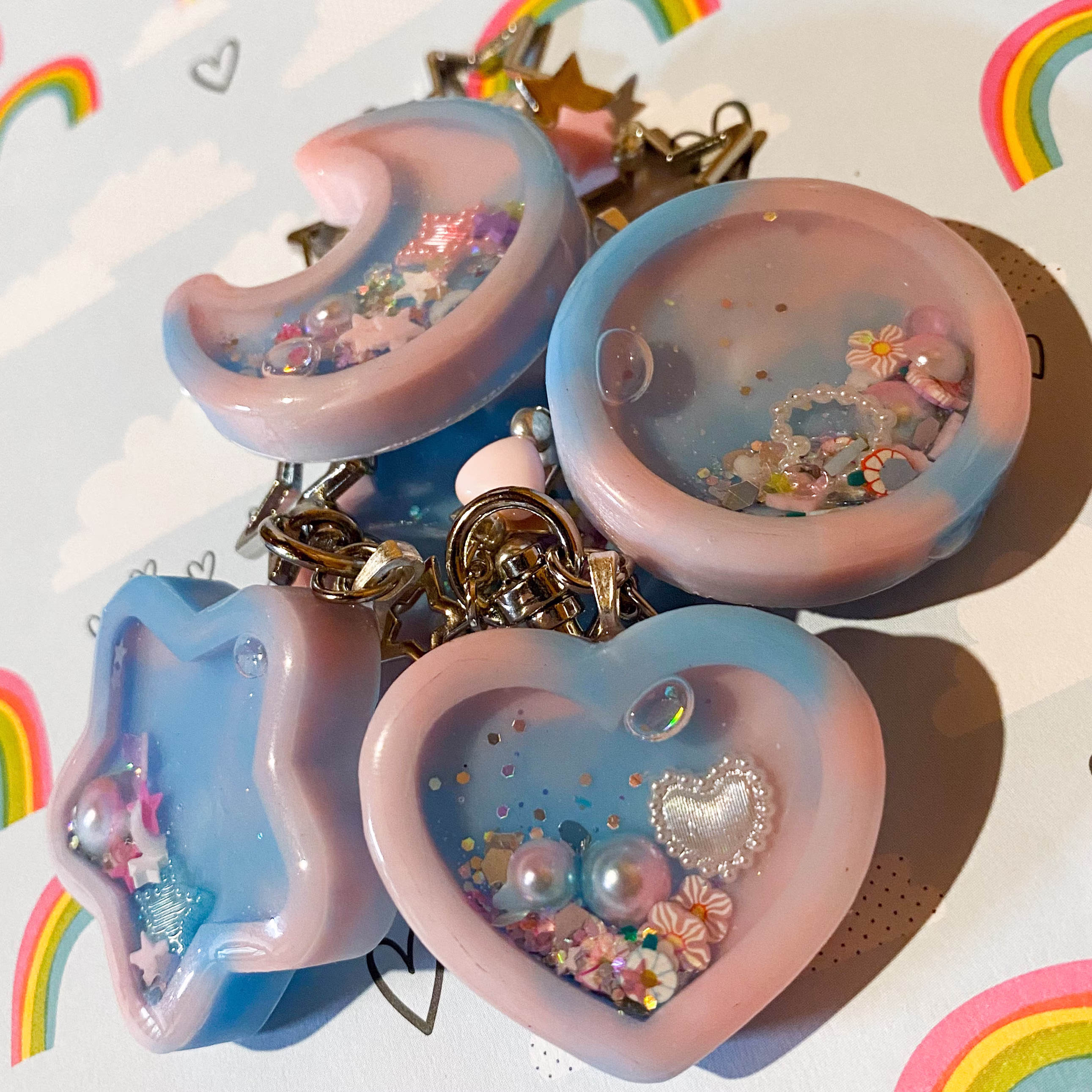 Trans Pride Cotton Candy Pastel Shaker Keychains