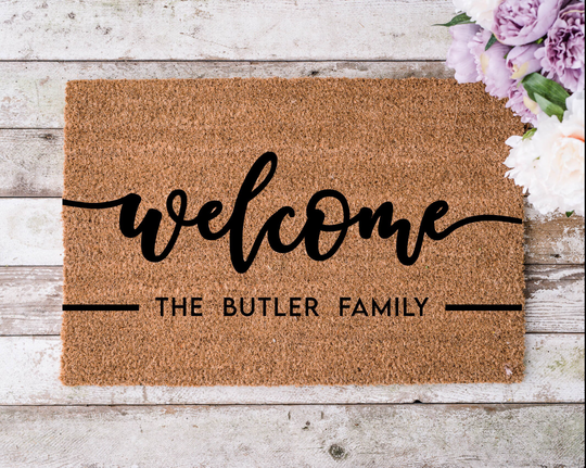 Custom Welcome Mat | Front Doormat Housewarming Gift Mats Closing Fiber Coconut Name |Welcome
