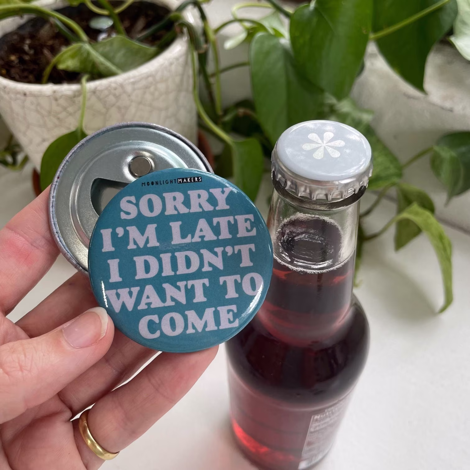 Sorry I'm Late I Didn't Want To Come, Funny Bottle Opener, Gift, Bar Accessory, Barware
