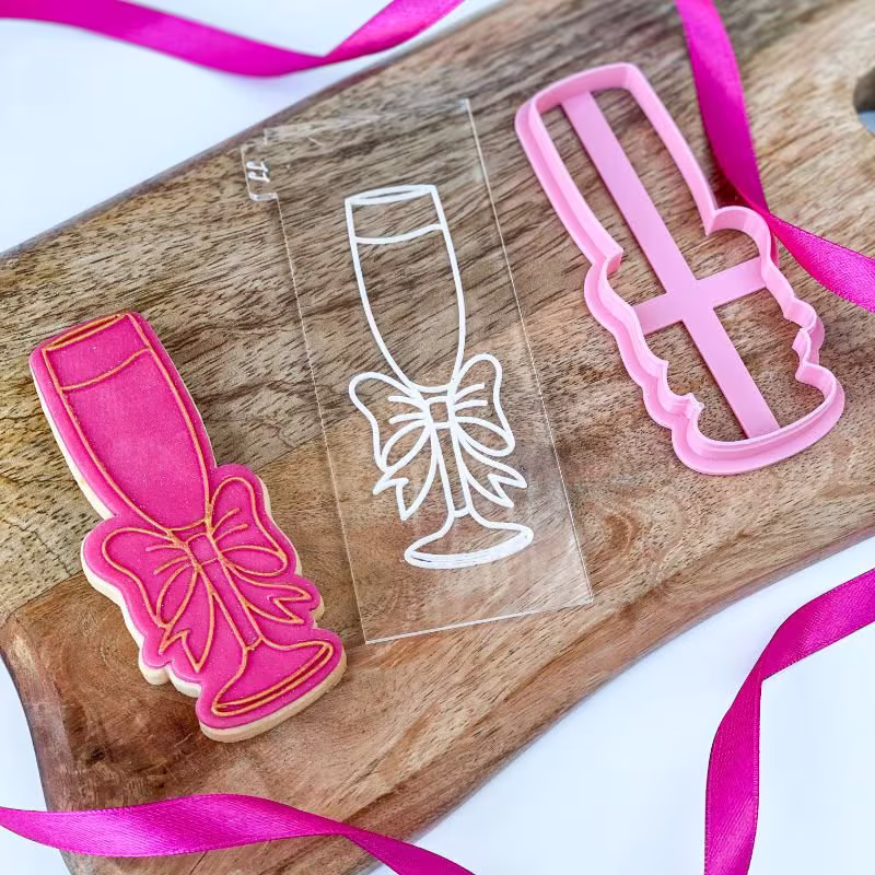 Champagne Glass With Bow Cookie Cutter & Embosser, Hen Party Stamp, Wedding Bridal Postal Box Ideas