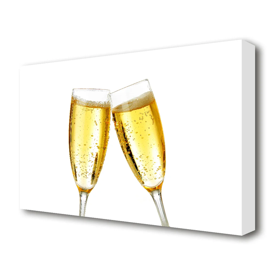 Champagne Glass Cheer Kitchen - Wrapped Photograph Print