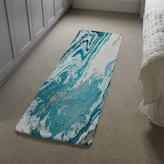 Kato Marble Designer Shaggy Green/Grey Rug