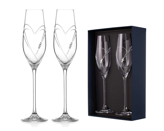 Diamante Swarovski Champagne Flutes Prosecco Glasses Pair