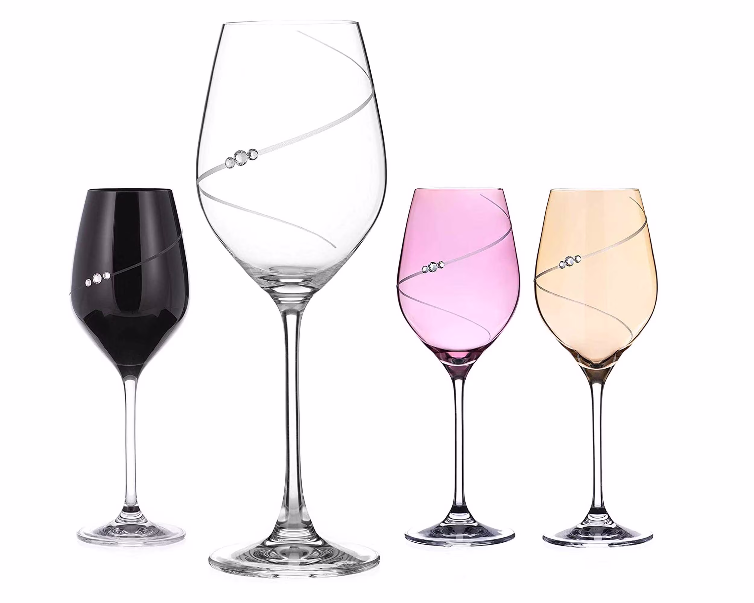 Diamante Swarovski Coloured White Wine Glasses With