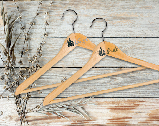 Wood Forest Mountain Wedding Hanger Decals Personalized Bridal Party Diy Silver Gold Green