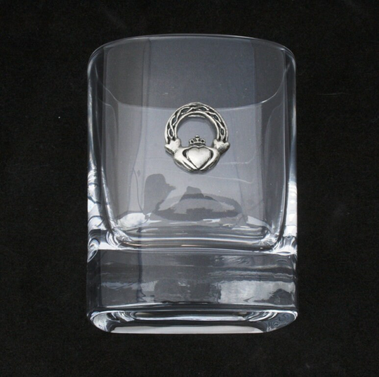 Claddagh Ring Whiskey Glass Pair Of Cut Crystal Glasses Christmas Gift Boxed 74