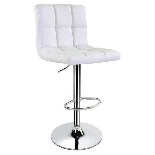 (White) 2 x PU Leather Swivel Gas Lift Bar Stools Kitchen,Breakfast, Pub Next Day -B109
