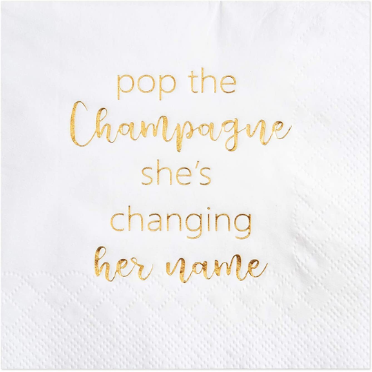 50Pcs Wedding Napkins | Hen Party Decoration Gold Foil Cocktail Mr & Mrs Supplies Bachelorette Favors Fun Custom Decor W02